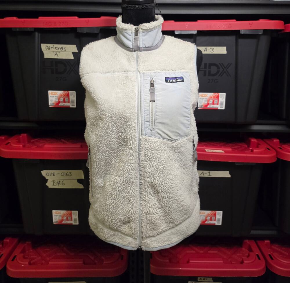 Patagonia Womens Small Classic Retro-X Deep Pile Fleece Vest Off White Ivory